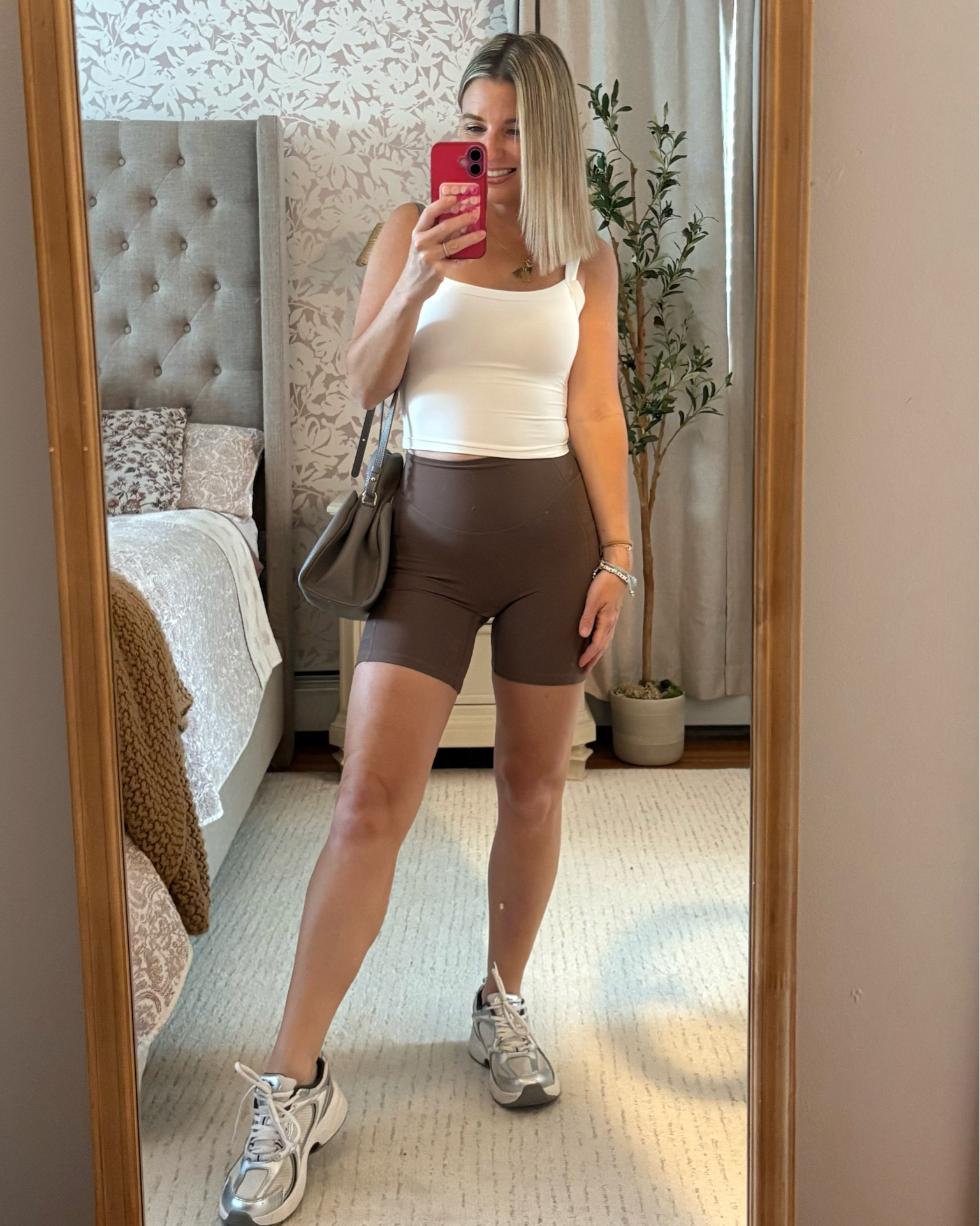 Basic tank with built in cups- great for layering! 

6” biker shorts— they feel like butter! 

Love this bag for versatility- works for both athletic looks and dressed up/more elevated options!

#LTKootd #LTKfitnessgoals #LTKPetite
