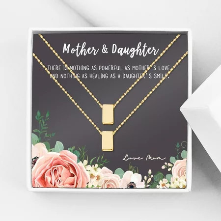 Mother and Daughter Matching Cube Card Necklace Matching Mother s Day Gift for Her Mom and Daughter Jewelry Mom and Daughter Cube Necklaces [Gold Cube No-Personalized Card] | Walmart (US)