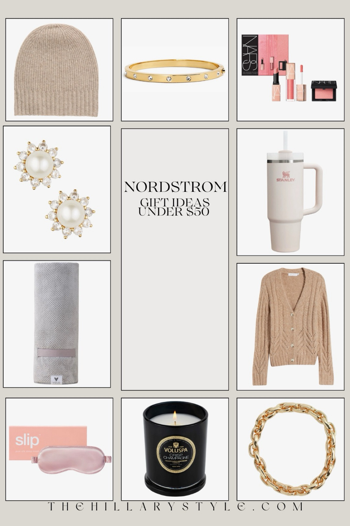Nordstrom Gifts Under $50
Gift ideas for her, gifts for mom, gifts for sister, gifts for friends, gifts for grandma, luxe gifts, self care gifts, for ideas under $50. Gold bracelets, hair towel, gold earrings, candle, Stanley cup, sweater, cardigan, cashmere beanie, lip set, eye mask. Stanley, NARS, Voluspa, Slip, Kate Spade, Nordstrom.

#LTKGiftGuide #LTKHoliday #LTKFindsUnder50