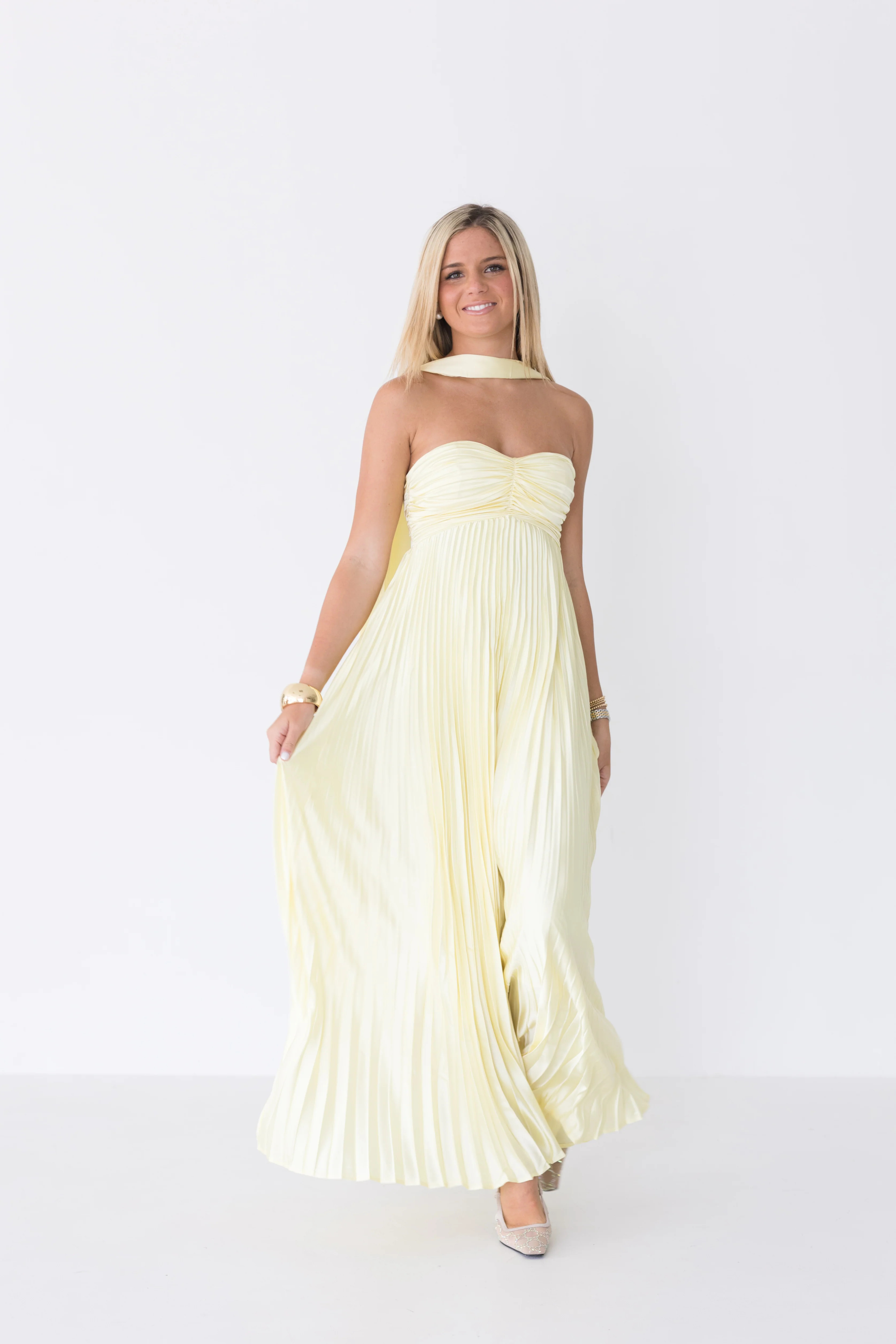 Serena Scarf Dress - Pale Yellow | Fancyd Boutiqe