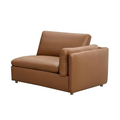 Leather Upholstered Modular Right Facing Armchair In Brown | Wayfair North America