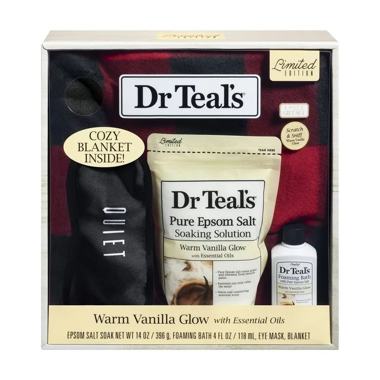 Dr Teal’s Warm Vanilla Glow Bath Gift Set with Blanket, 4 Piece - Walmart.com | Walmart (US)