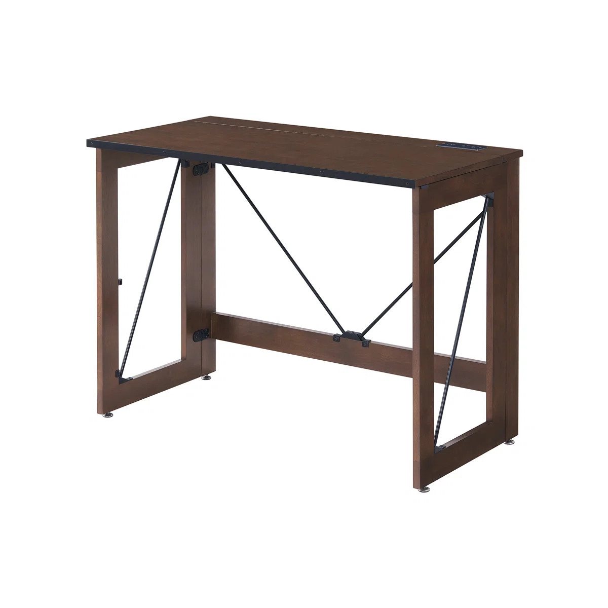 Stakmore Folding Wood/steel Desk With Power Block, Espresso Frame | Wayfair North America