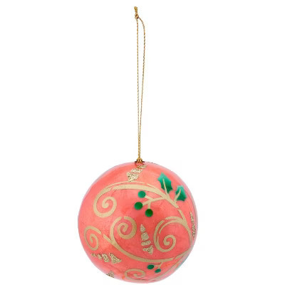 Beachcombers Capiz OrnamentRed with Gold Swirls | Target