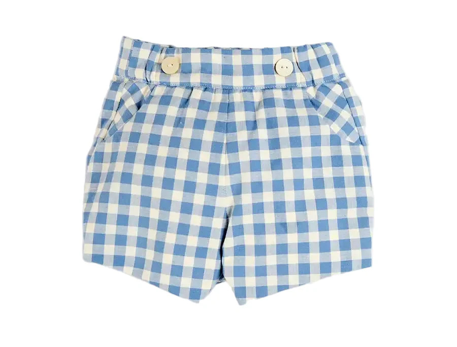 Pepa London Darby Gingham Button Detail Bloomers in Blue | JoJo Mommy
