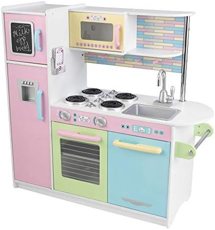 KidKraft Uptown Pastel Wooden Play Kitchen with Chalkboard, Play Phone, and See-Through Doors, Gi... | Amazon (US)