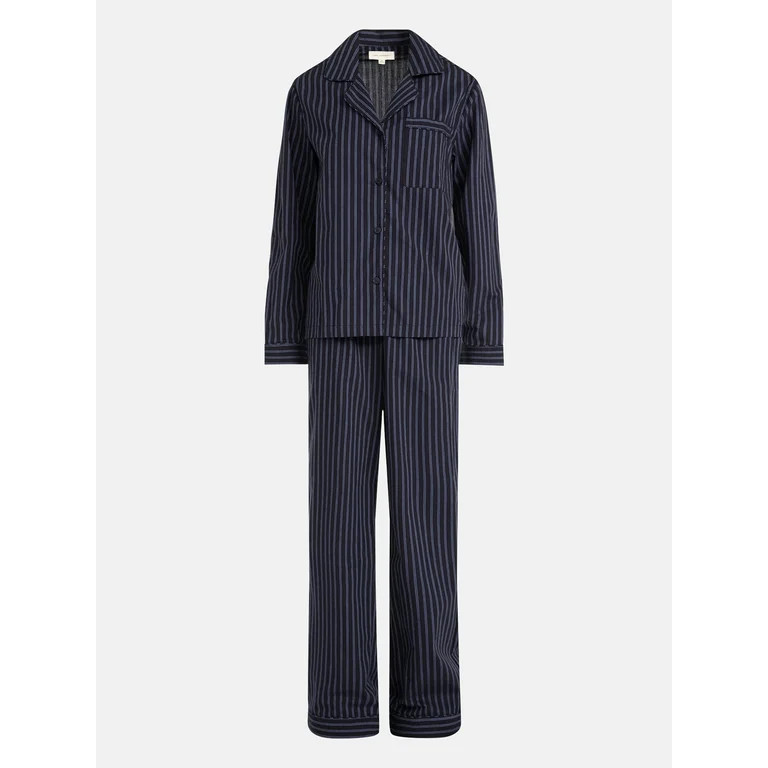 Free Assembly Matching Family Pajamas Women's Cotton Notch Collar Top and Pants Gift Set, 2-Piece... | Walmart (US)