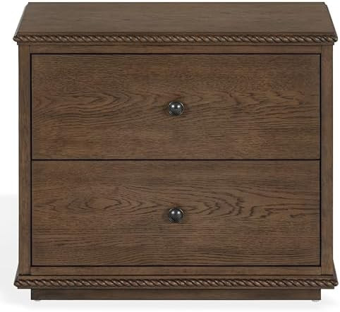 SAFAVIEH Couture - Octavian Rope Detail Nightstand - Dark Walnut Oak - 2-Drawer Storage - Fully A... | Amazon (US)