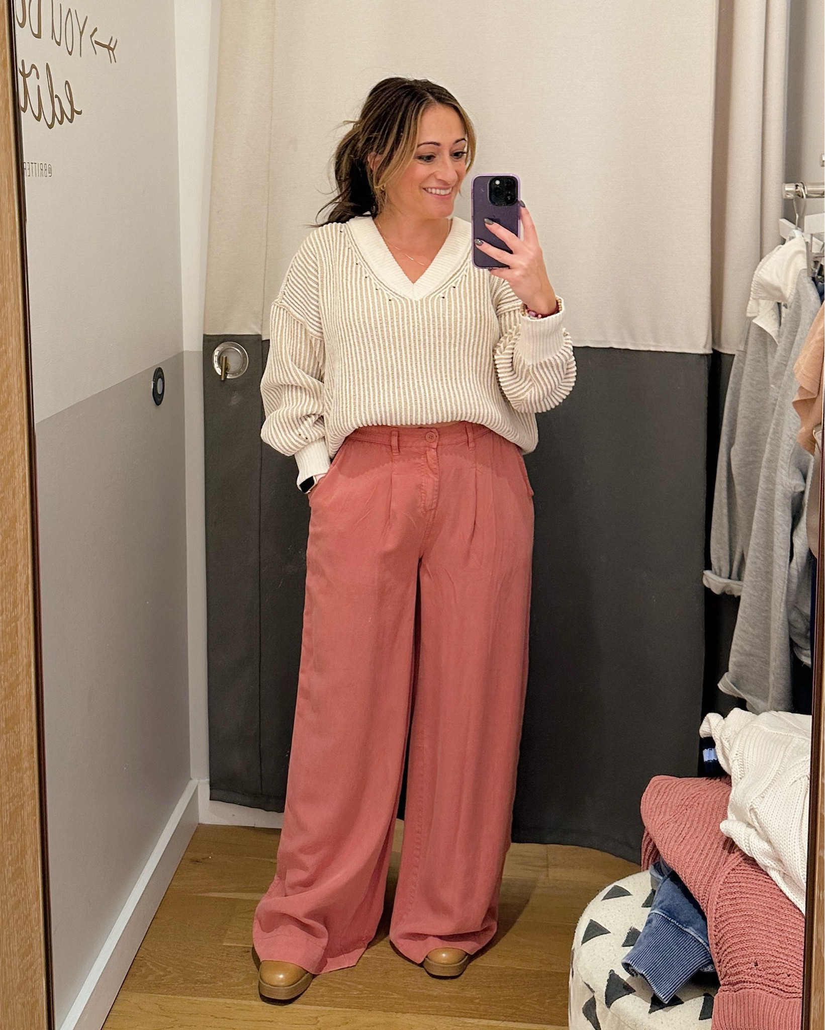 LOVE these trousers.  Lightweight and breathable. Comfortable and flowy.  Perfect!

I’m in the XS regular length here.  So you could size down if you wanted. True size might be fine as well! Would have loved the Short length, but they were sold out already!!!!

#LTKSaleAlert #LTKFallSale #LTKFindsUnder50