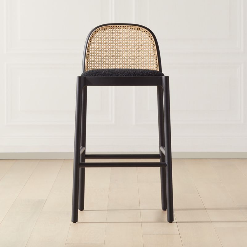 Nadia Black Cane Bar Stool + Reviews | CB2 | CB2