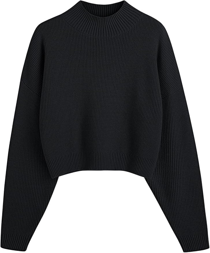 LILLUSORY Womens Turtleneck Mock Cropped Sweaters Winter Cute Oversized Knit Trendy Tops Fashion ... | Amazon (US)