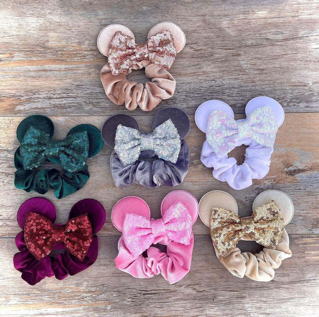 Mouse Ears Scrunchies, Minnie Mouse Scrunchies, Minnie Ear Scrunchies, Mouse Ear Hair Scrunchies,... | Etsy (US)