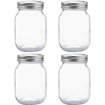 Glass Regular Mouth Mason Jars, 16 oz Clear Glass Jars with Silver Metal Lids for Sealing, Cannin... | Amazon (US)