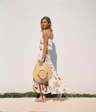 x M.G. Style Lamar Paint Streak Crop Top & Mid Waist Pleated Skirt Set | Dillard's