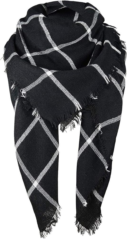 Women's Fall Winter Scarf Classic Tassel Plaid Scarf Warm Soft Chunky Large Blanket Wrap Shawl Sc... | Amazon (US)