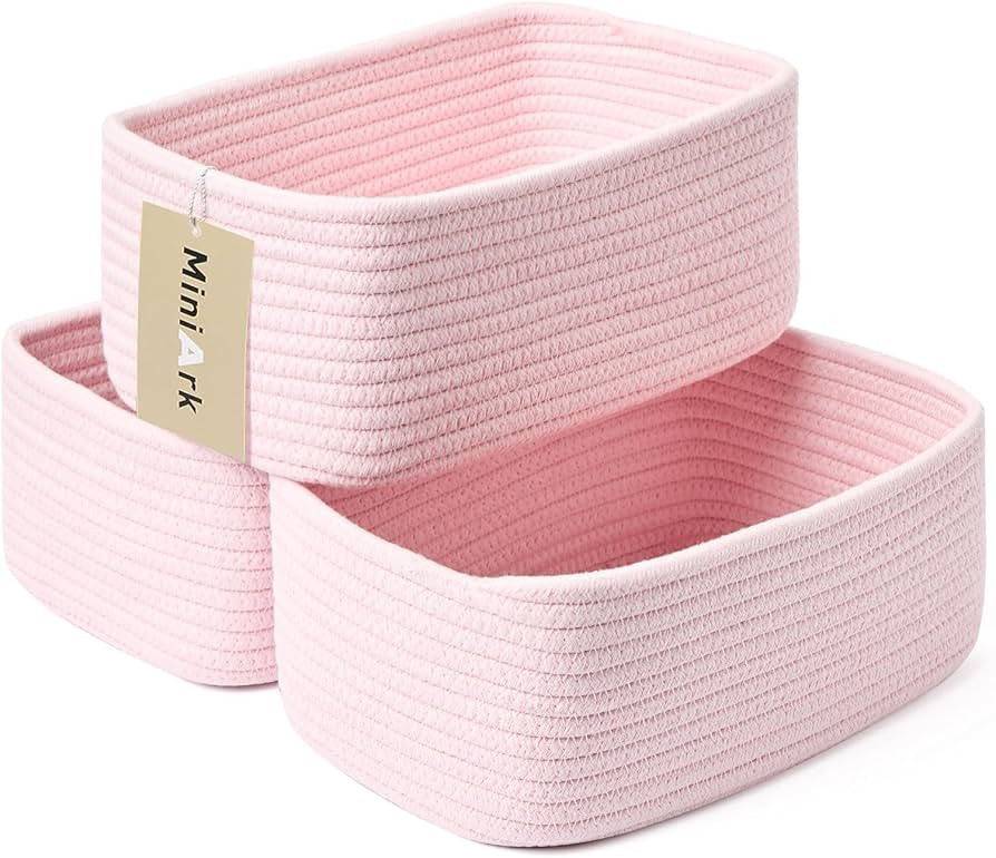 Small Storage Baskets for Organizing | Closet Organizer Bins | Shelf Toy Basket | Woven Rope Bask... | Amazon (US)