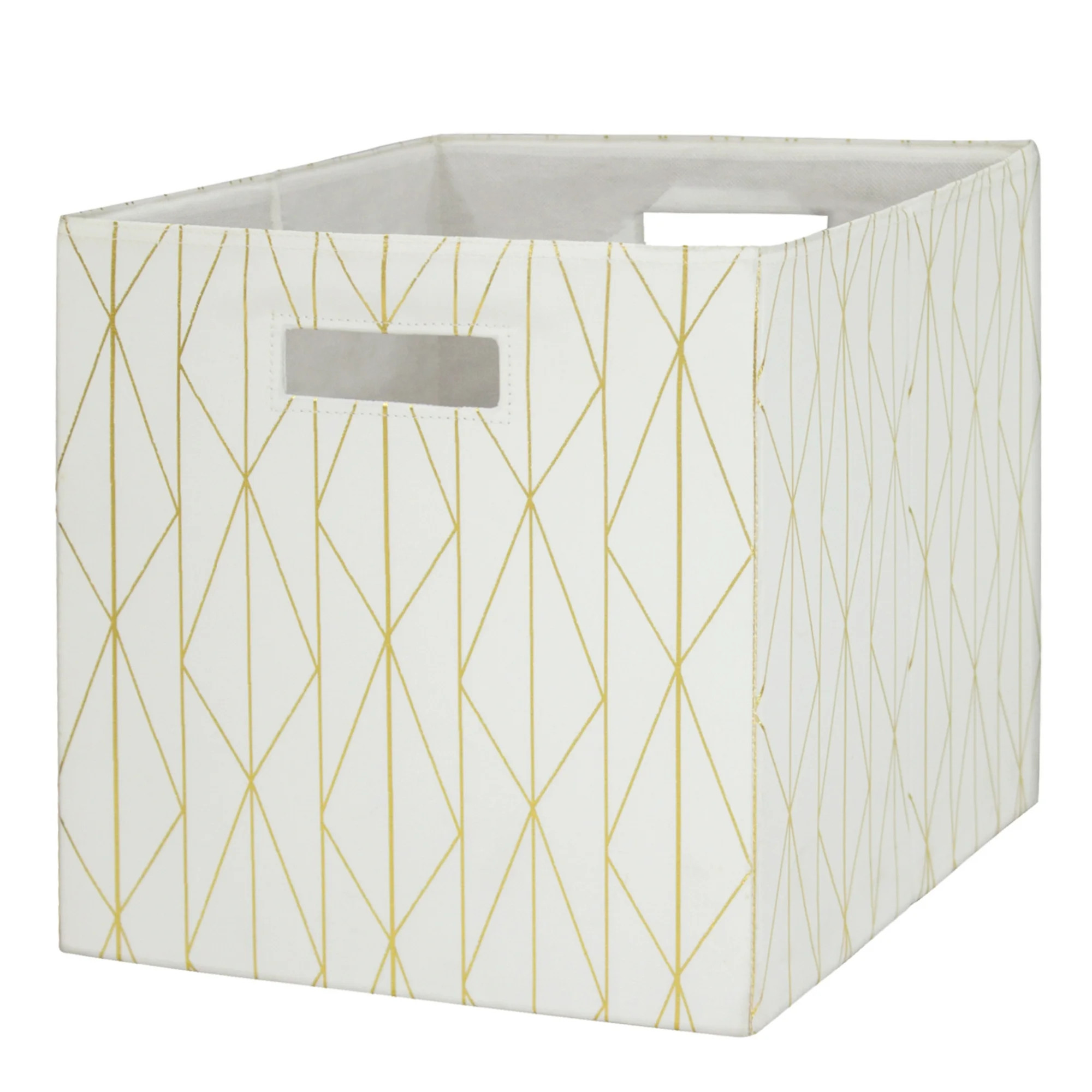 Better Homes & Gardens 12.75" Fabric Cube Storage Bin, Gold and Ivory | Walmart (US)