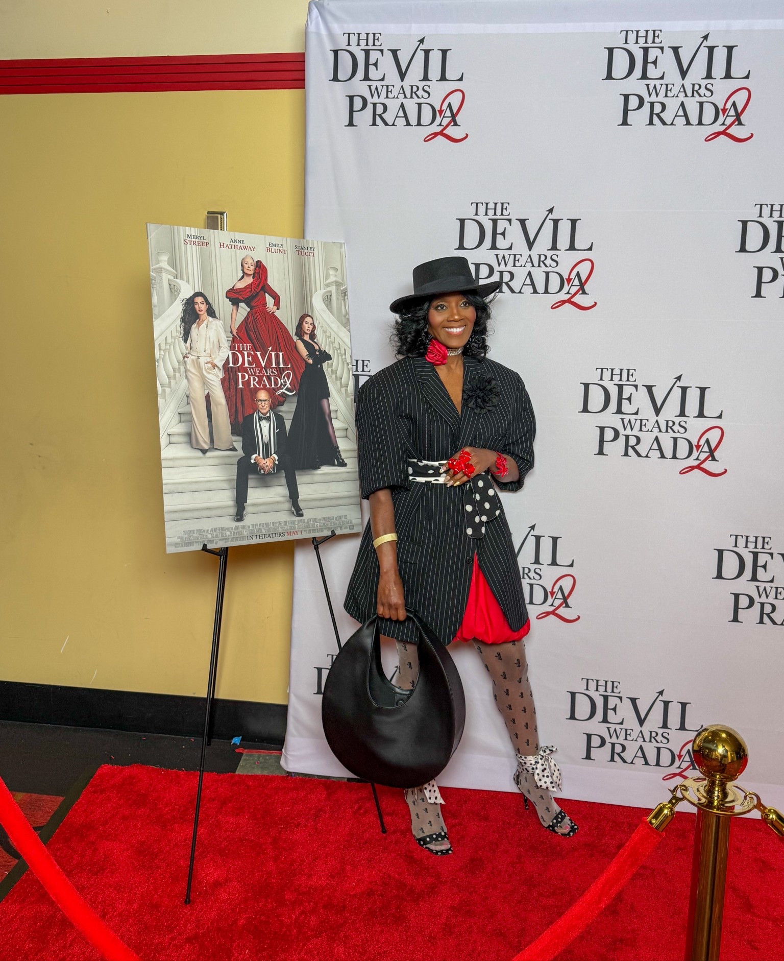 Devil wears Prada2 Premiere Look #1  
This black, red and white combo is so great all year  