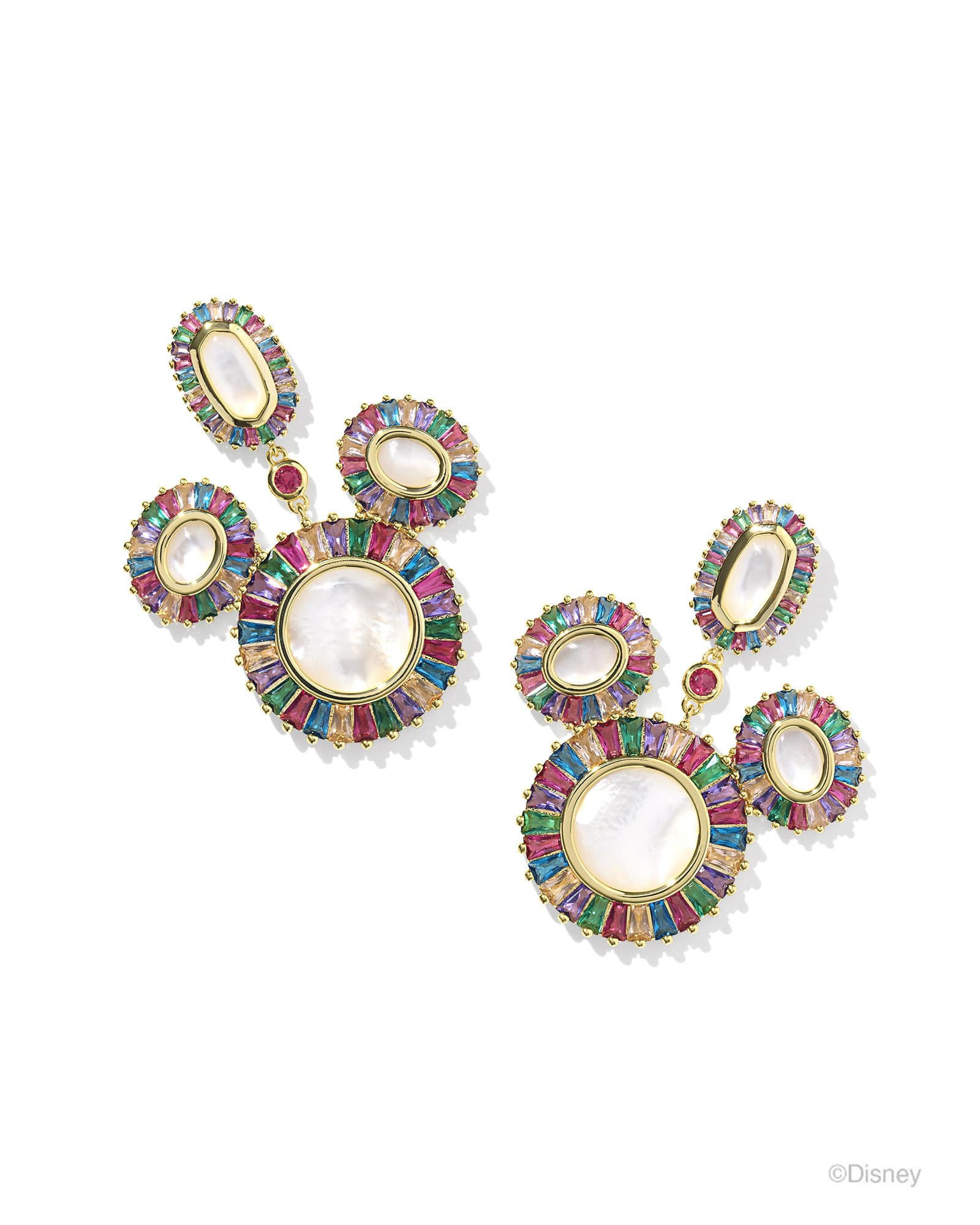Disney | Kendra Scott Gold Mickey Mouse Crystal Frame Statement Earrings in Multi Mix | Mixed Stones | Kendra Scott