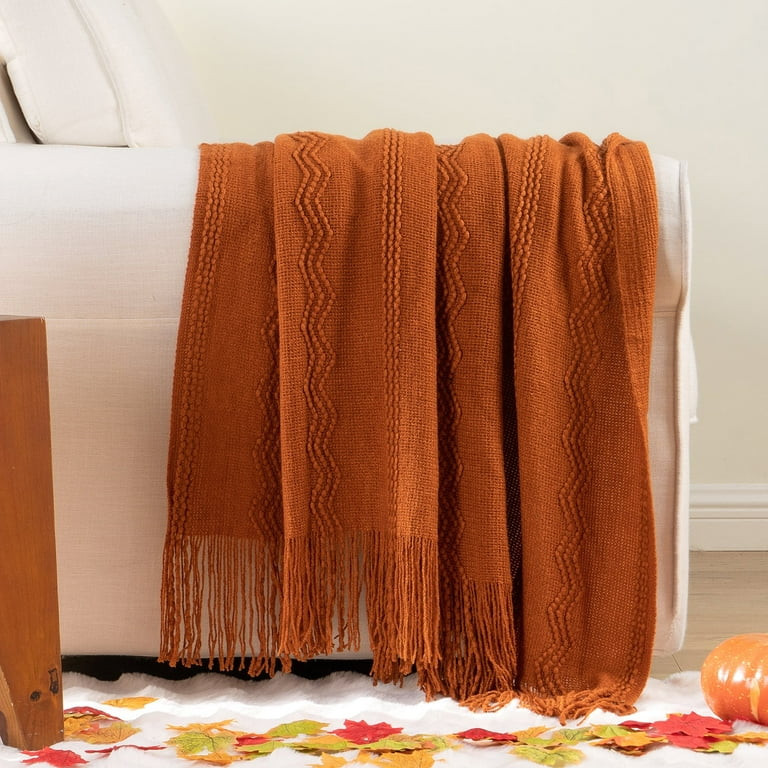 Battilo Caramel Throw Blanket,Lightweight Rust Orange Blanket Throw,Fall Decor Blanket,50"x60" | Walmart (US)