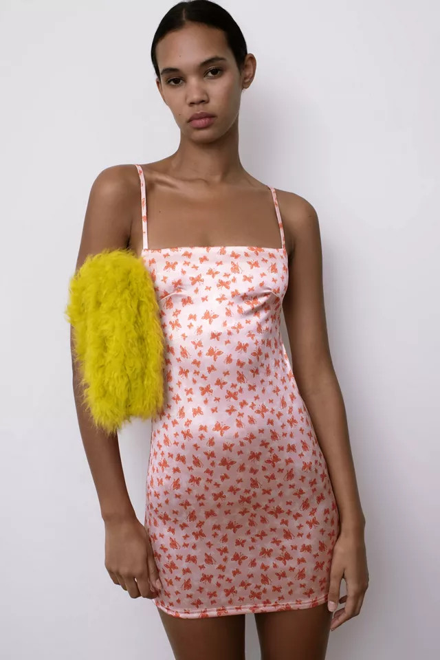 UO Printed Sateen Mini Slip Dress | Urban Outfitters (US and RoW)