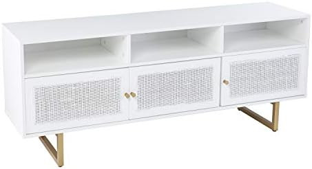 SEI Furniture Mursley w/Storage Media Cabinet, White/Gold | Amazon (US)
