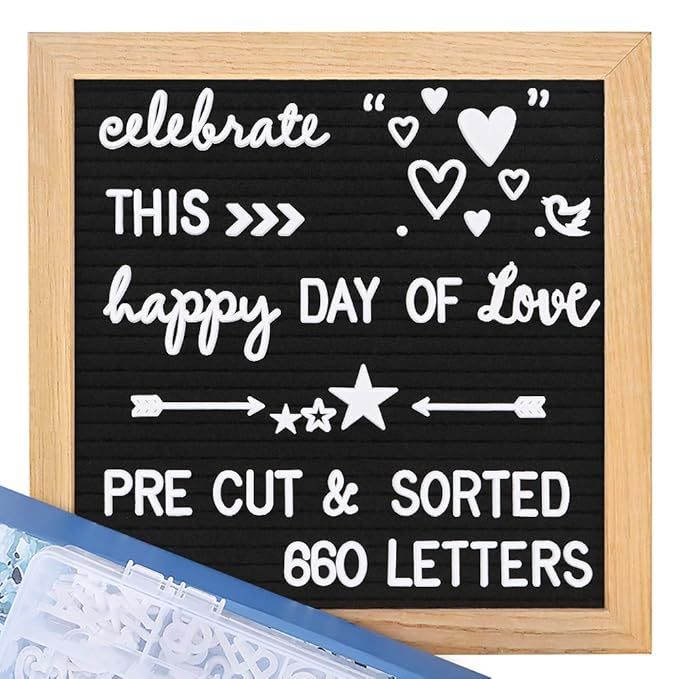 Felt Letter Board with Letters - Pre Cut & Sorted 660 Letters +Bonus Cursive Words, 10X10 Letter ... | Amazon (US)