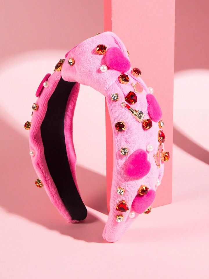 1pc Women'S Velvet Pink High-End Headband For Valentine'S Day | SHEIN