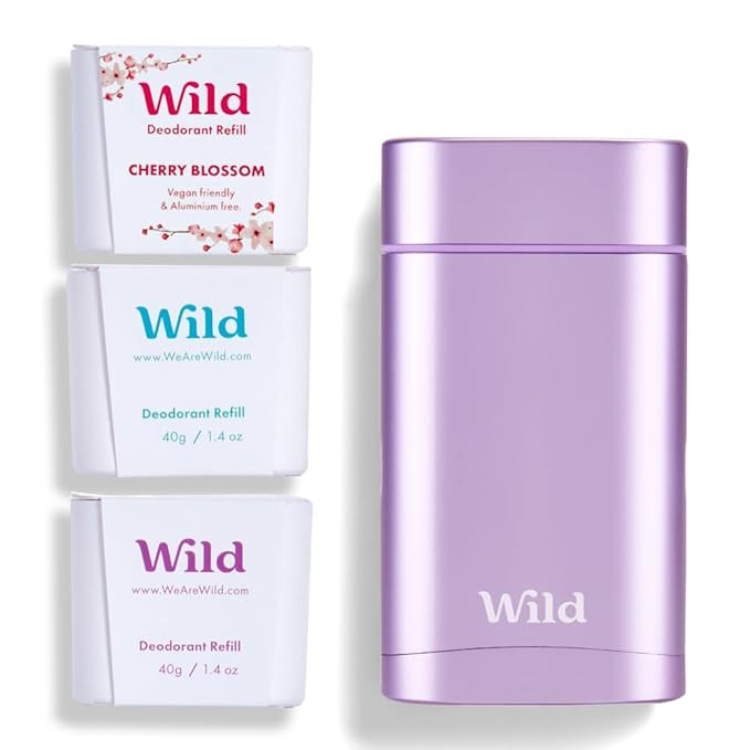 Wild - Purple Case with Refill Variety Pack - Natural Refillable Deodorant - Aluminum Free - Incl... | Amazon (US)