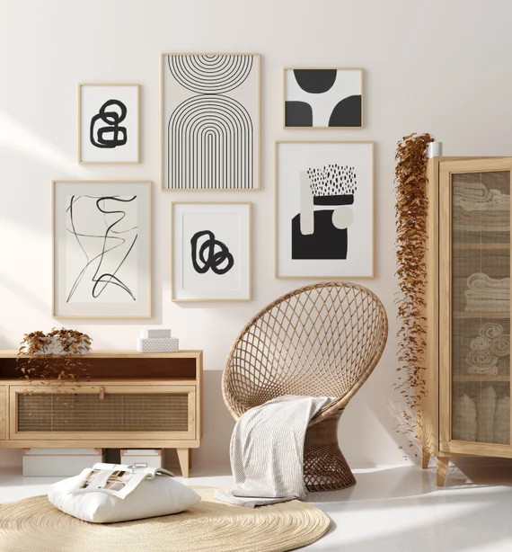 Modern Abstract Print Set Of 6, Bundle Print set, Neutral Abstract Art, Printable Art, Gallery Wa... | Etsy (US)