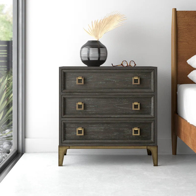 Aryo Triple Drawer Nightstand, Edgewater Finish | Wayfair North America