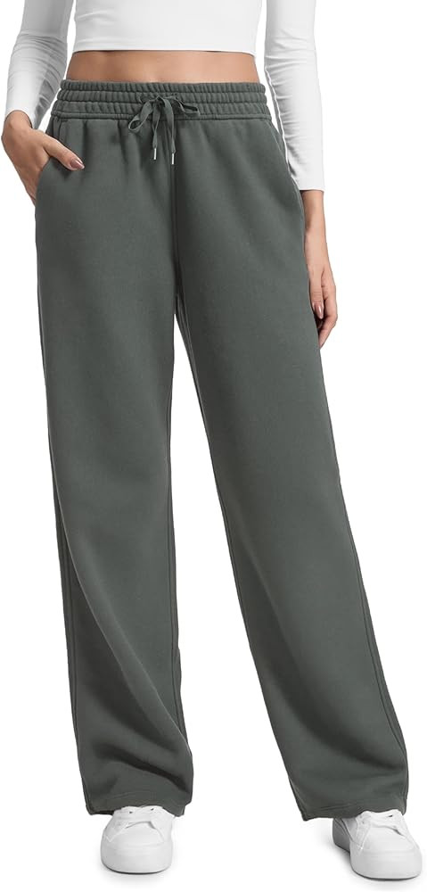 CRZ YOGA Cotton Fleece Lined Sweatpants Women 28"/30" Straight Leg Casual Lounge Sweat Pants for ... | Amazon (US)