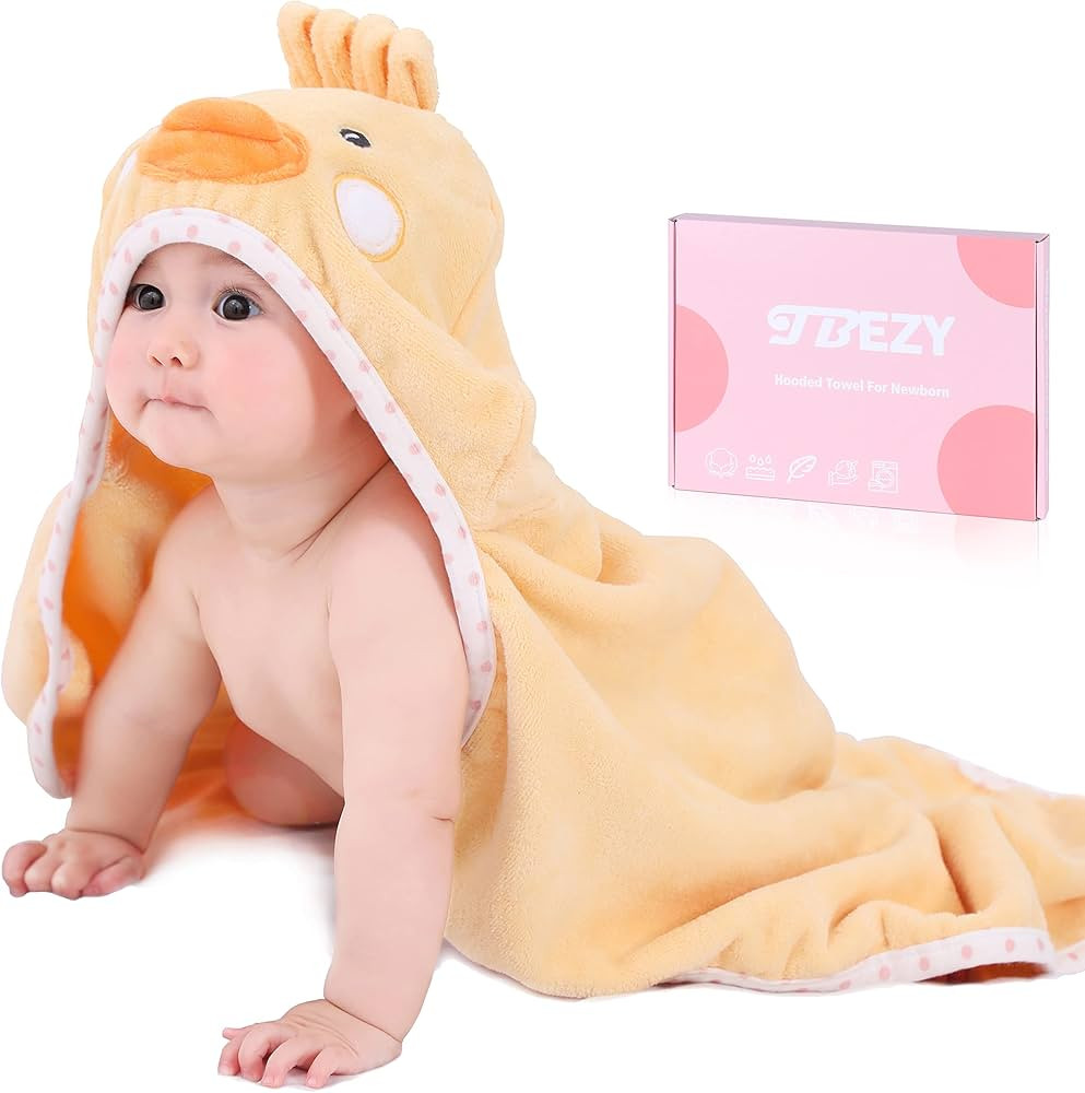 Baby Hooded Towel with Unique Animal Design Ultra Soft Thick Cotton Bath Towel for Newborn (Chick... | Amazon (US)
