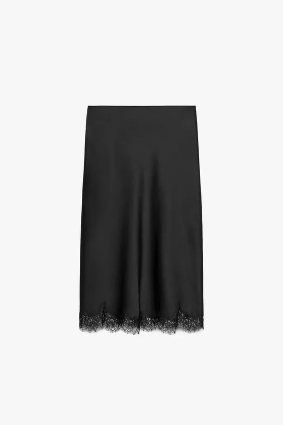 SATIN EFFECT LACE SKIRT ZW COLLECTION | Zara US