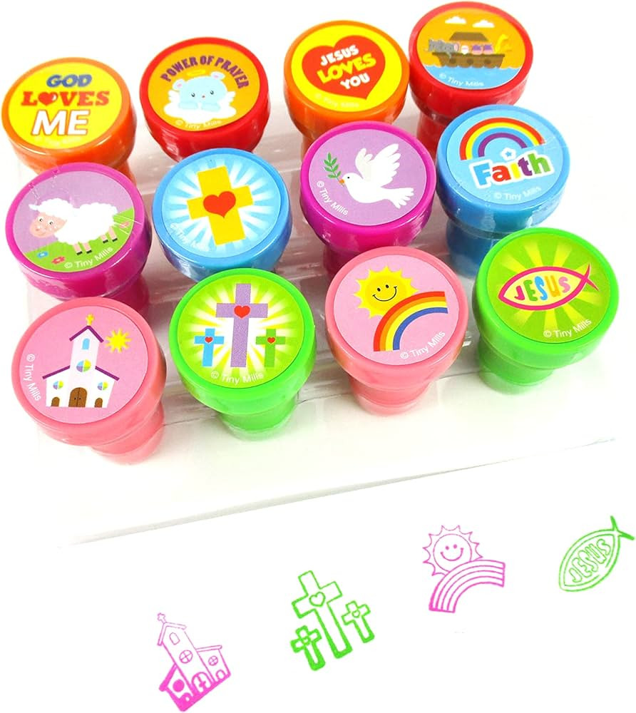 TINYMILLS 12 Pcs Religious Stamp Kit for Kids - Religious Christian Self Inking Stamps Gift VBS S... | Amazon (US)