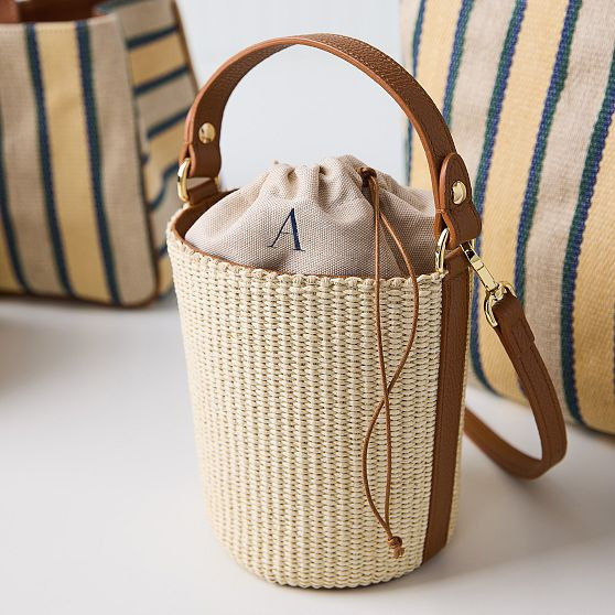 Isabella Italian Raffia Bucket Bag | Mark and Graham