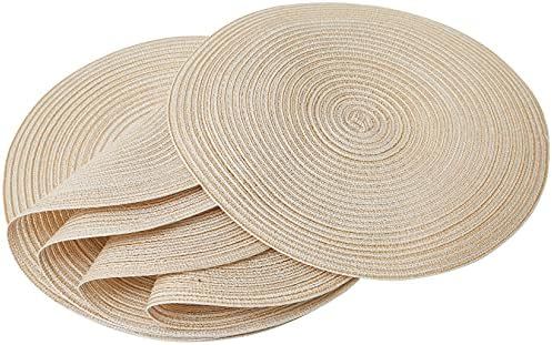 Smaafit Round Braided Placemats, Set of 6 Table Place Mats for Round Dining Tables, 15 inches Rou... | Amazon (US)