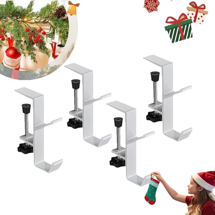 2 in 1 Garland Hangers and Fireplace Stocking Holders, Adjustable No Drill Mantle Hooks for Chris... | Amazon (US)