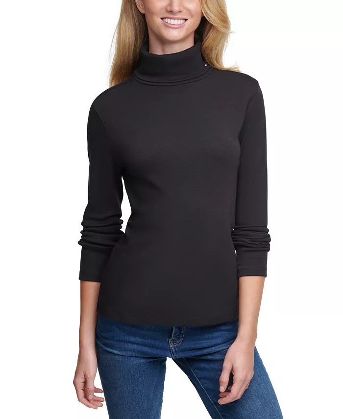 Tommy Hilfiger Women's Long Sleeve Cotton Turtleneck Top & Reviews - Tops - Women - Macy's | Macys (US)