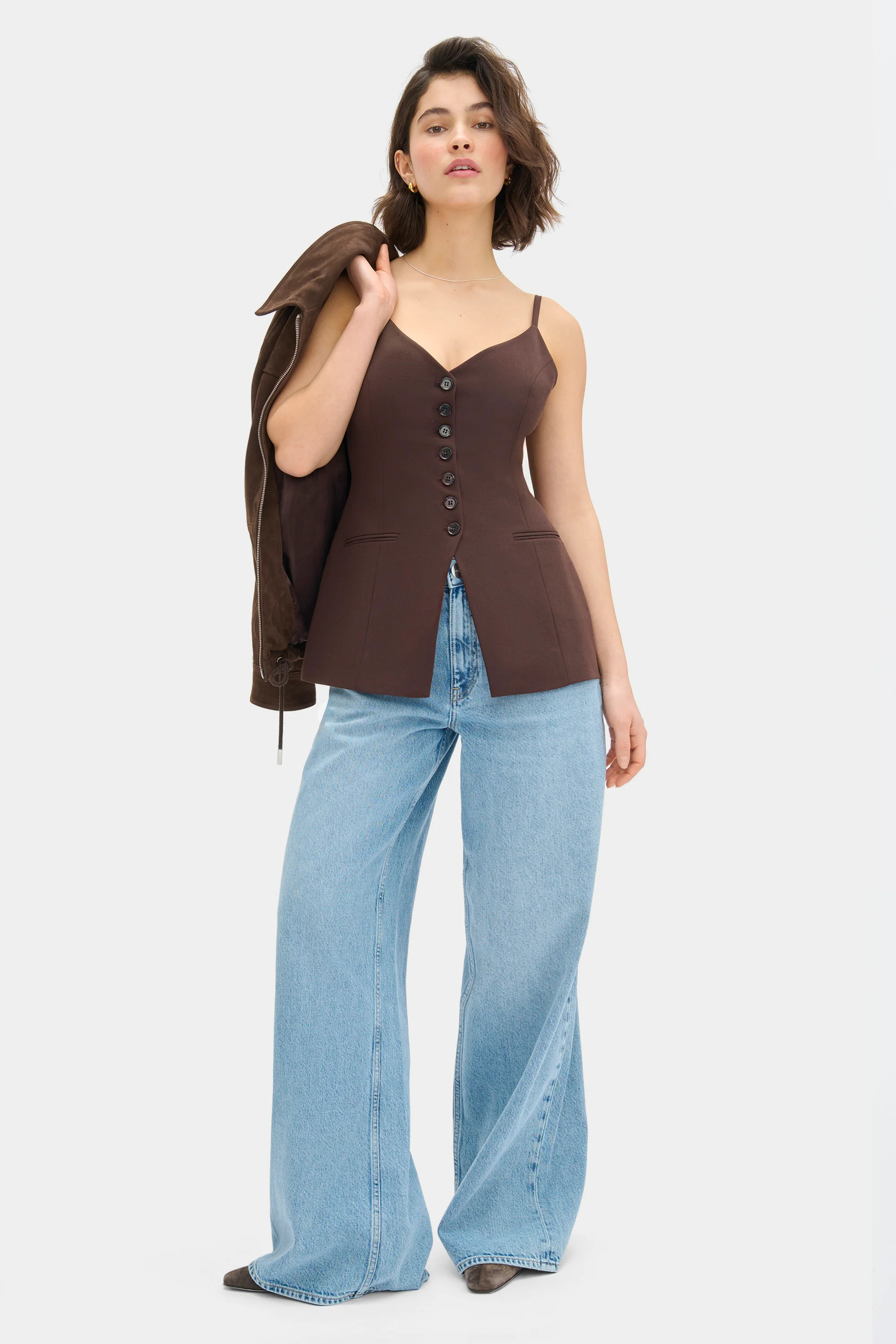 ALIGNE V Neck Sleeveless Waistcoat - Brown | Manhattan | ALIGNE UK & EU