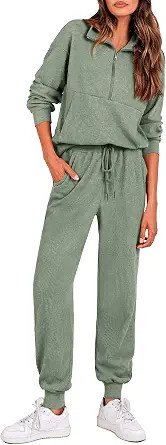 PRETTYGARDEN Women 2 Piece Ribbed Knit Matching Lounge Sets | Comfy Sweat Track Suits, Athleisure... | Amazon (US)