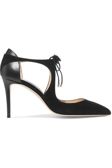 Jimmy Choo - Vanessa 85 Cutout Suede And Leather Pumps - Black | NET-A-PORTER (UK & EU)