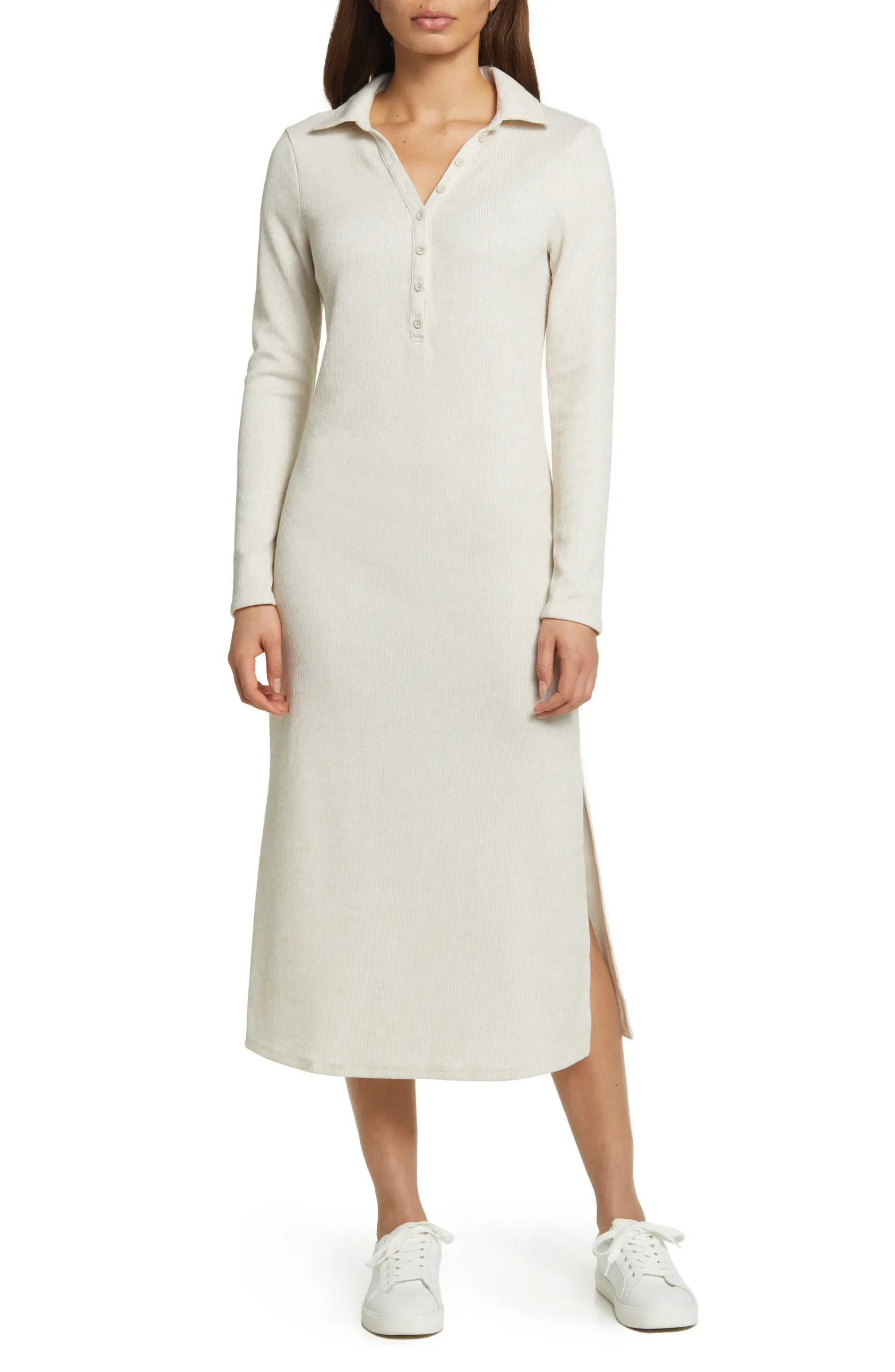 Caslon® Long Sleeve Rib Maxi Dress | Nordstrom | Nordstrom
