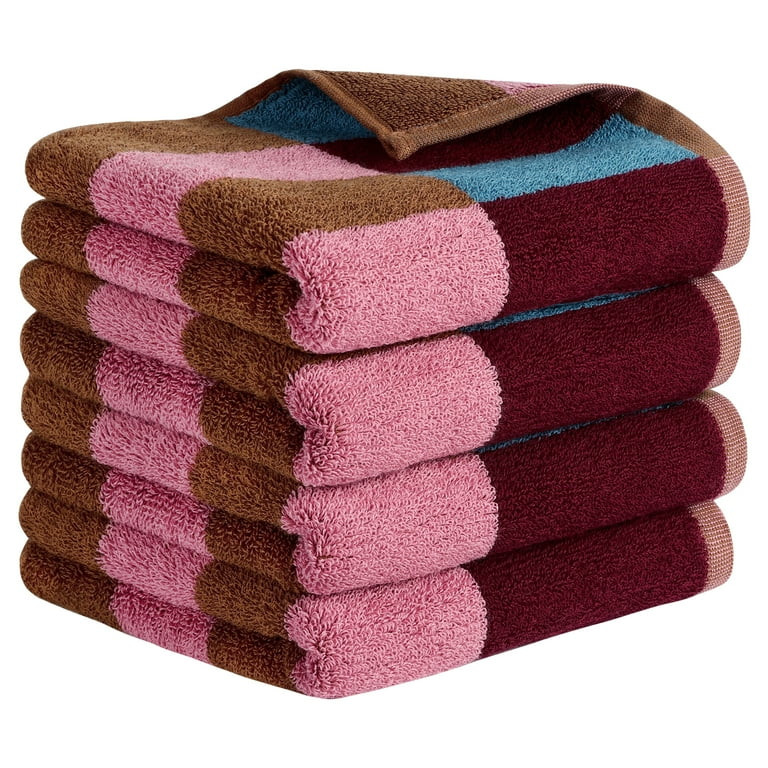 Unique Bargains Checkered Cotton Hand Towels for Bathroom, Kitchen Blue Brown 4-Piece | Walmart (US)