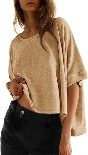 Dokotoo Oversized Tops Summer Shirts 2026 Fall T Shirts for Women Basic Tee | Amazon (US)