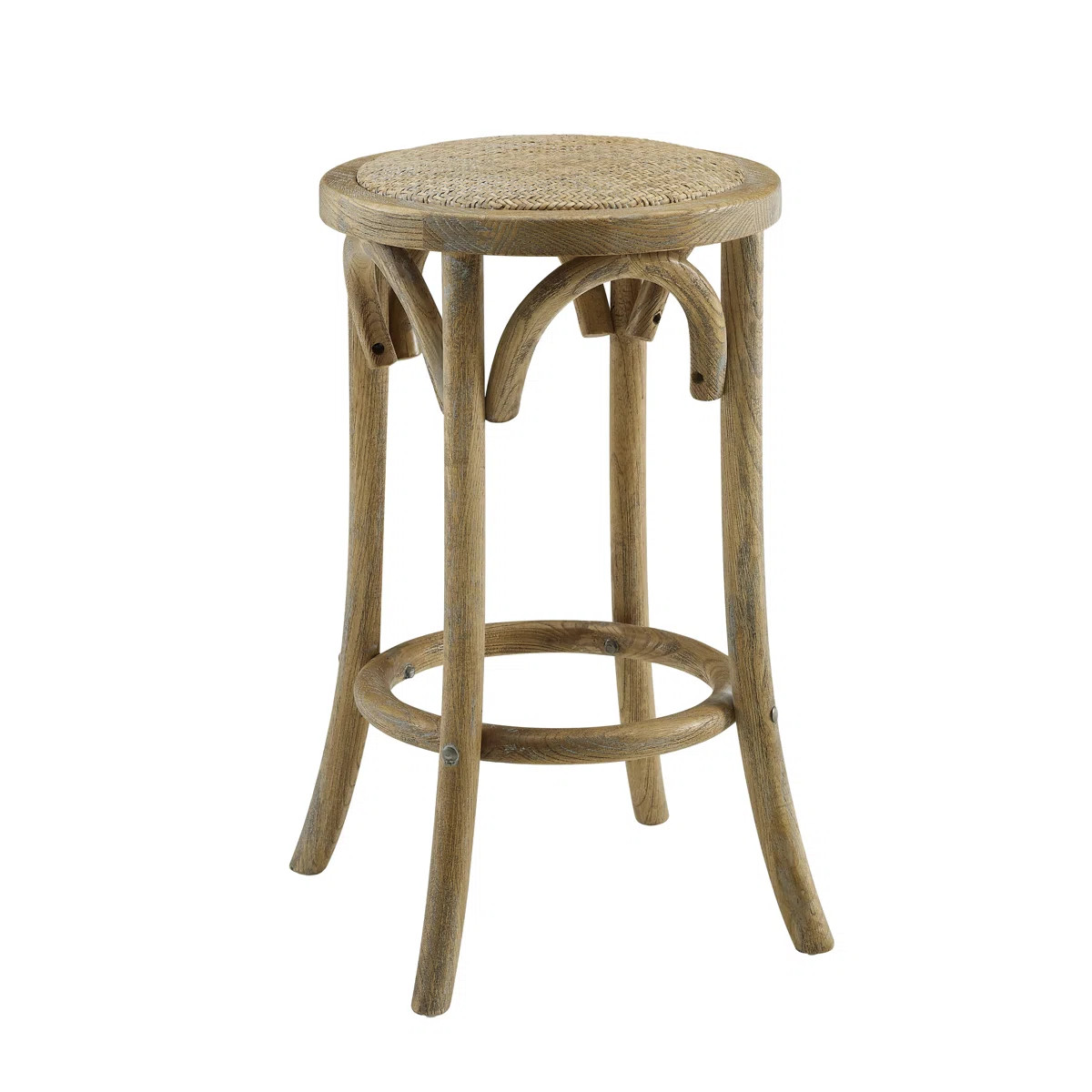 Fredericksburg Round Rattan Seat Counter Stool with Solid Wood Frame | Wayfair North America