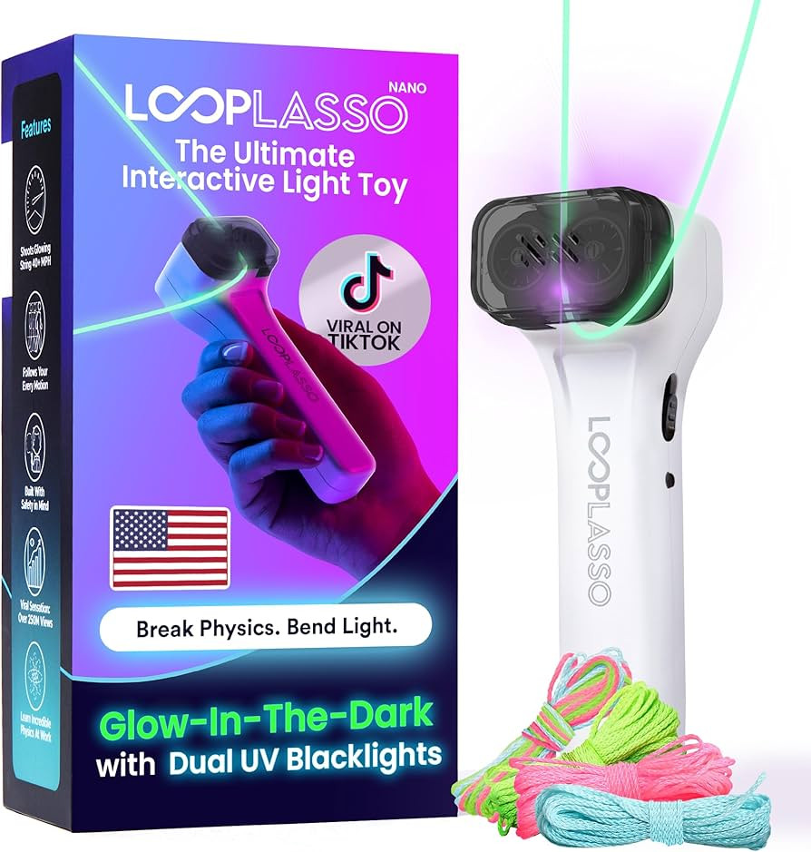 Loop Lasso® Nano - The Original Glow-in-The-Dark String Shooter Toy - Built-in UV Blacklight - S... | Amazon (US)
