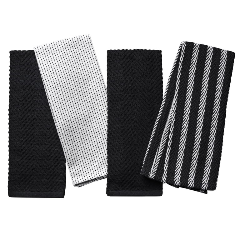 Thyme & Table Kitchen Towels, White and Black, 4 Pack Set | Walmart (US)
