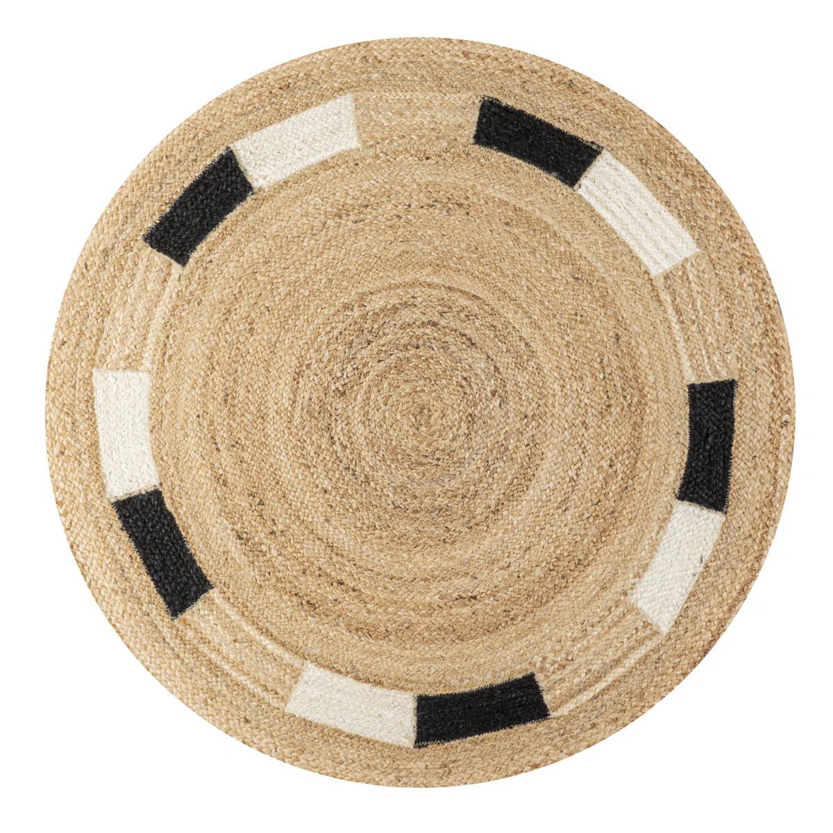 Adwin Geometric Jute Circle Natural/Cream/Black Rug | Wayfair North America