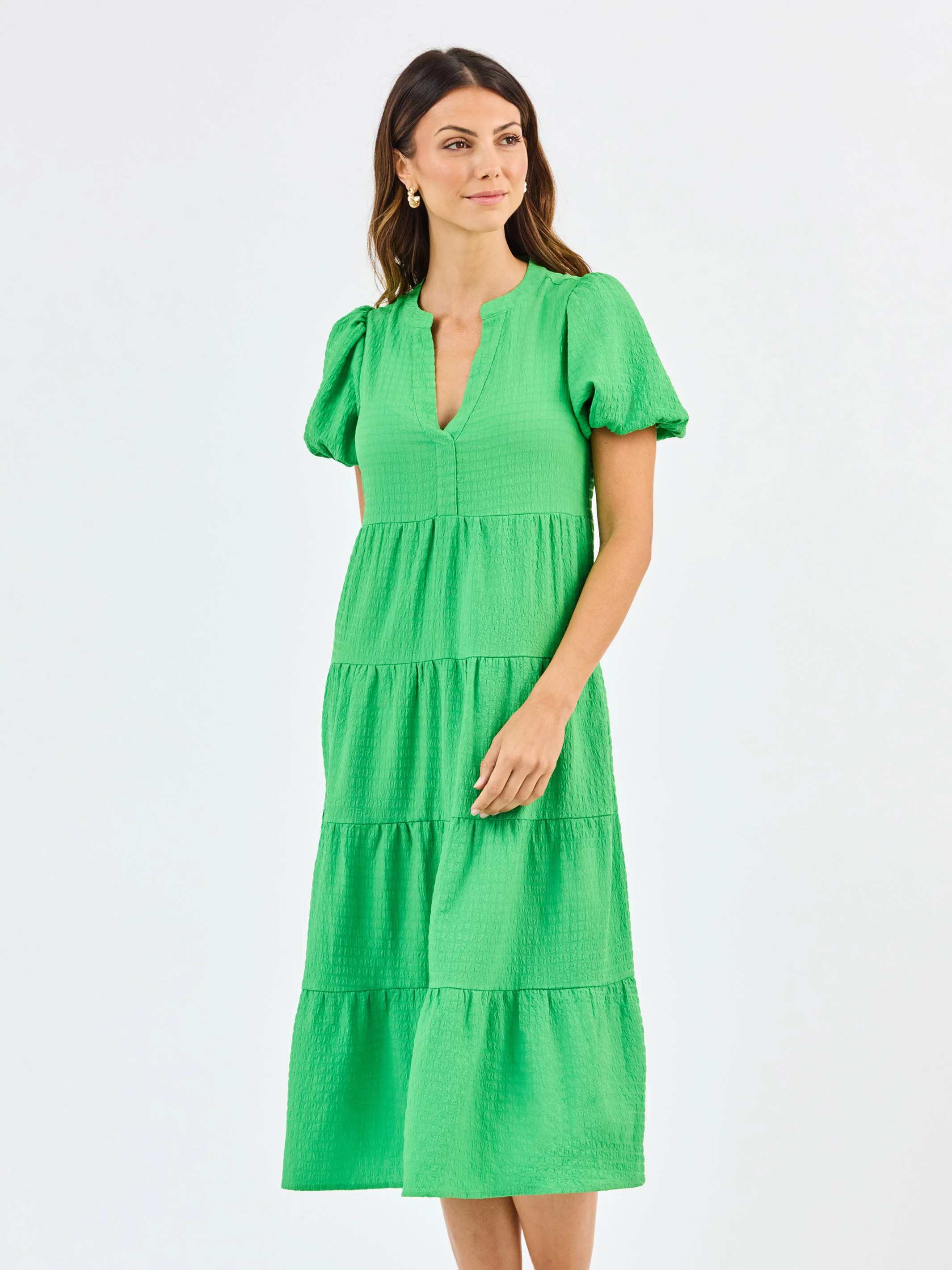 Kinsley Dress | Green Seersucker | Mary Square